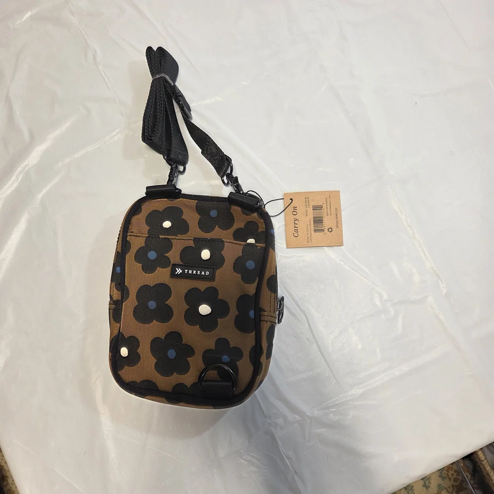 Trendy Brown Crossbody Bag with Floral Design - Picture 2 of 5